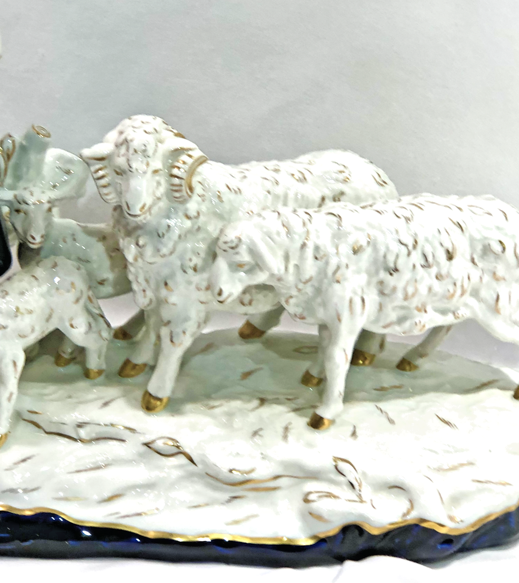 Vintage Royal Dux Bohemia Shepherd with Sheep & Dog 22161
