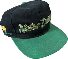 Vintage 90s Notre Dame Sports Specialties Script Black Dome Snapback Hat Cap VTG