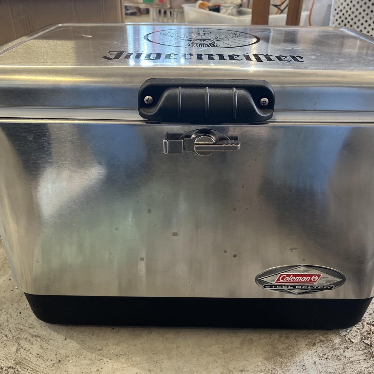 Coleman 54 Quart Stainless Steel Belted Cooler Ice Chest Camping