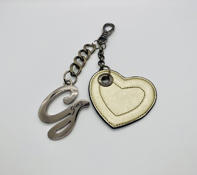 Guess Key Fob Bag Charm Keychain Hangtag Silver Gold Heart