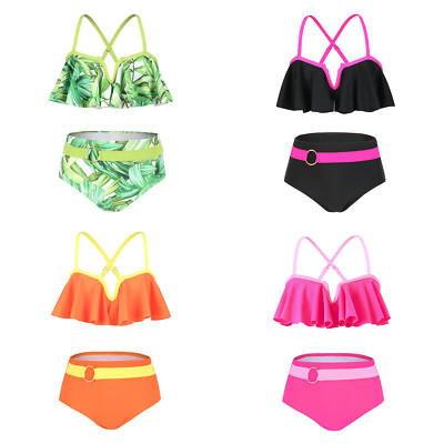 Girls Kids Bathing Suit Swimming Swimsuit Summer Swimwear Tank Top Bikini  Set