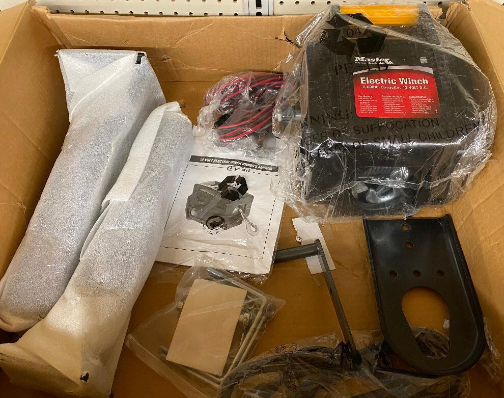 Master Lock Electric Portable 2000lb Winch 12v Trailer Truck Car Boat