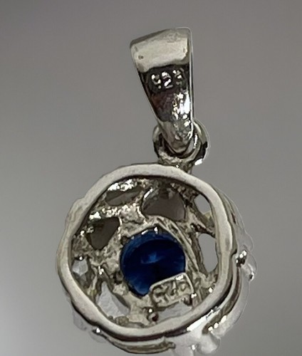 Sterling Silver Lab Created Sapphire And Lab Created Diamond Pendant - Picture 4 of 10
