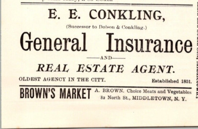 1900 E E CONKLING General Insurance & Real Estate Agent  MIDDLETOWN NY