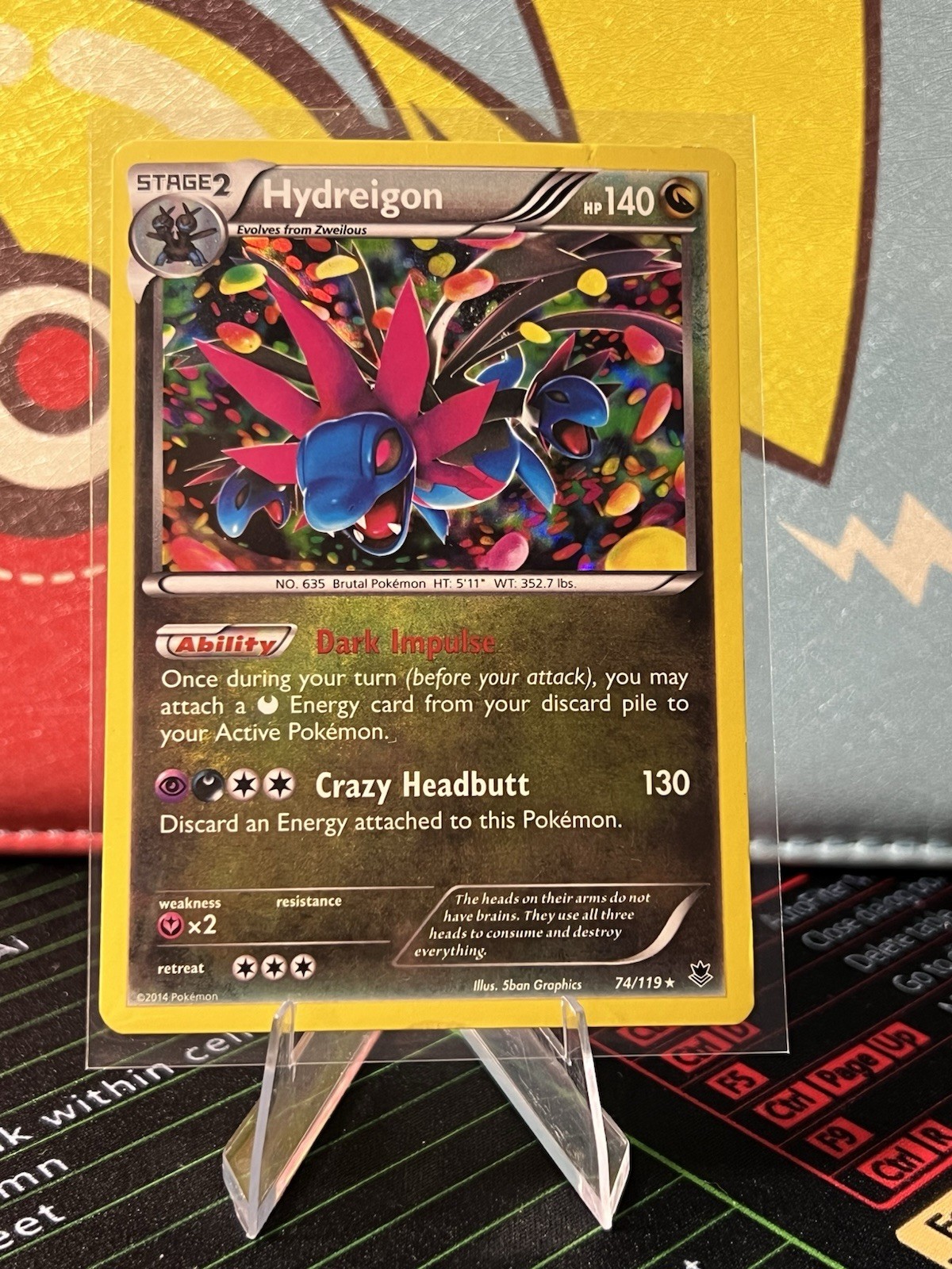 Pokemon TCG - 2014 Hydreigon 74/119 - Phantom Forces - Reverse Holo Rare - LP