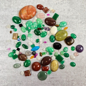 Mixed Stone Cabochon Lot Natural Man Made Gemstones Jewelry Making 50+