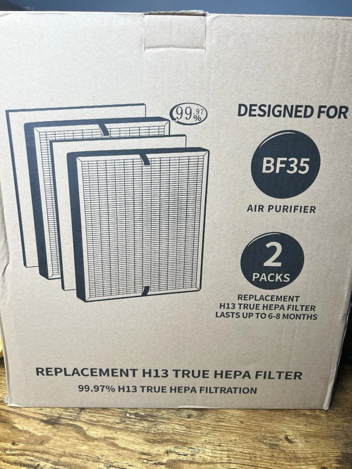 Упаковка из 2 угольных воздушных фильтров Somewaytop совместимых с очистителем BF35 H13 True HEPA - Изображение 2 из 2