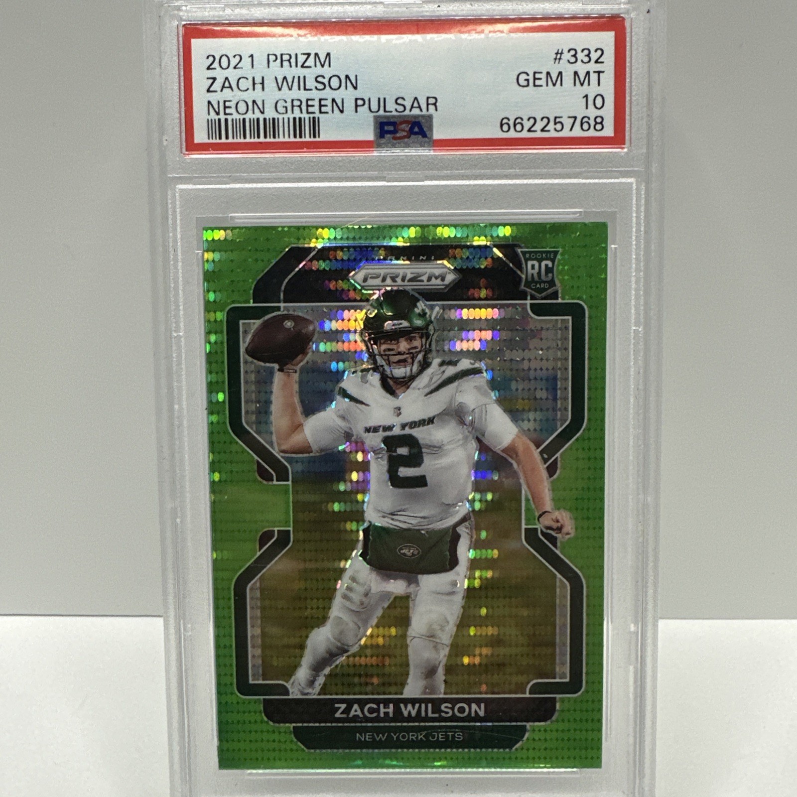 Zach Wilson Panini Prizm #332 Neon Green Pulsar