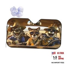 Raccoon Animal Driving Windshield Sun Shade, Front Window Raccoon Driving