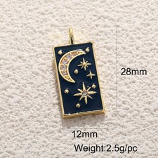 1PC 18K Gold Plated Brass Crescent Moon Star CZ Pave Charm Pendant GQJ44