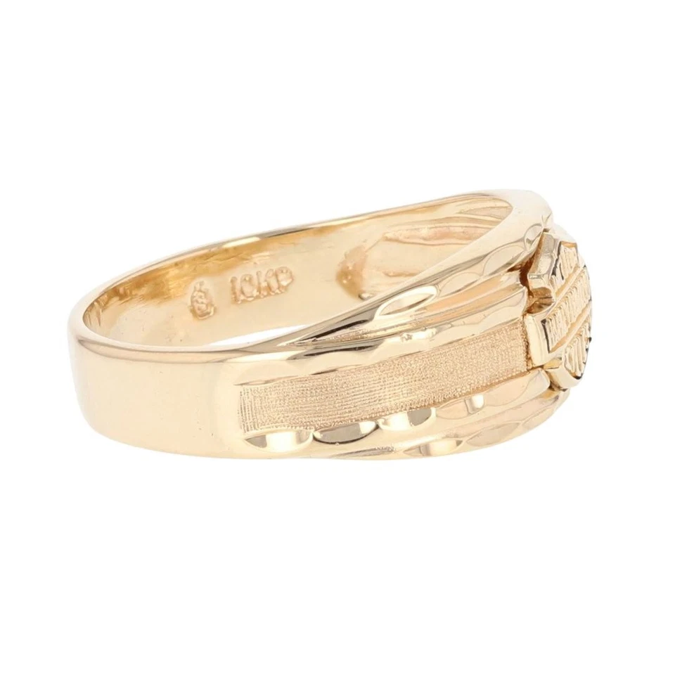 Anillo Harley-Davidson patrón texturizado oro amarillo 10k 5,91 gramos talla 12,5 Foto 4 de 4