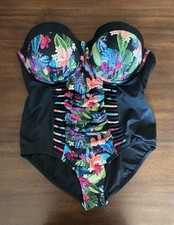 Swimsuits For All Ruched Underwire One Piece Swimsuit Slimming Tropical Sz 20