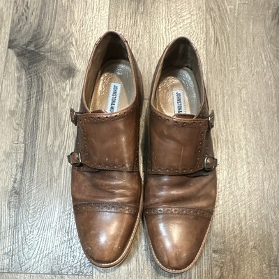 Johnston & Murphy Brown Leather Monk Strap Cap Toe Buckle Men's Dress Shoes