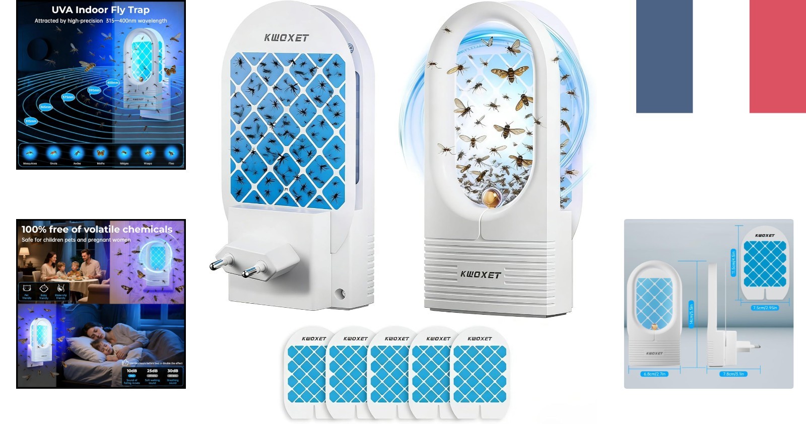 Piège à insectes électrique silencieux et étanche IPX4 pour jardin