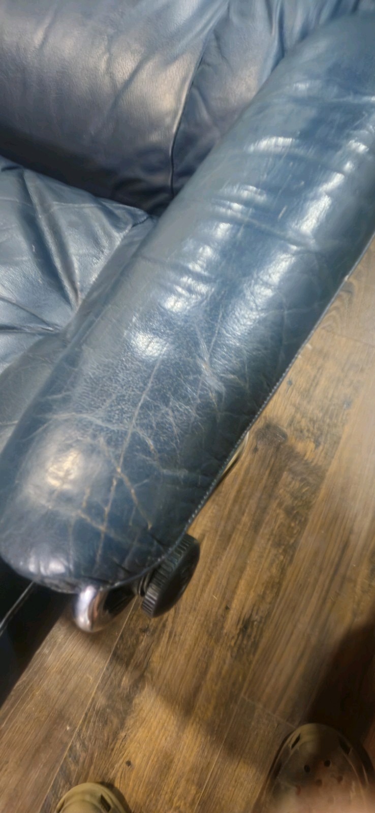 Vintage Mid Century Ekornes Stressless Recliner /Ottoman Black Leather on Chrome