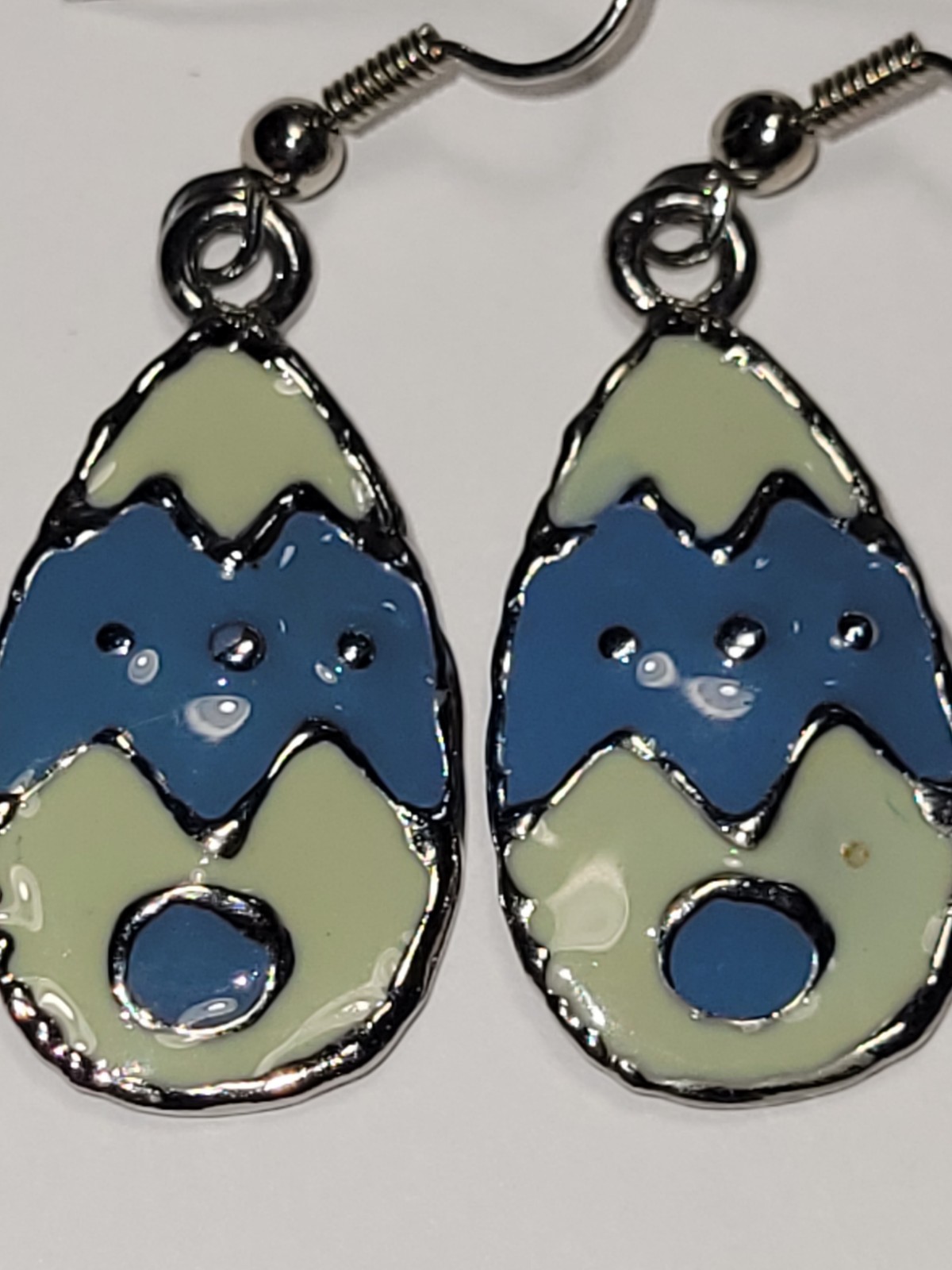 Silvertone Enamel Teardrop Easter Egg Dangle Fash… - image 3