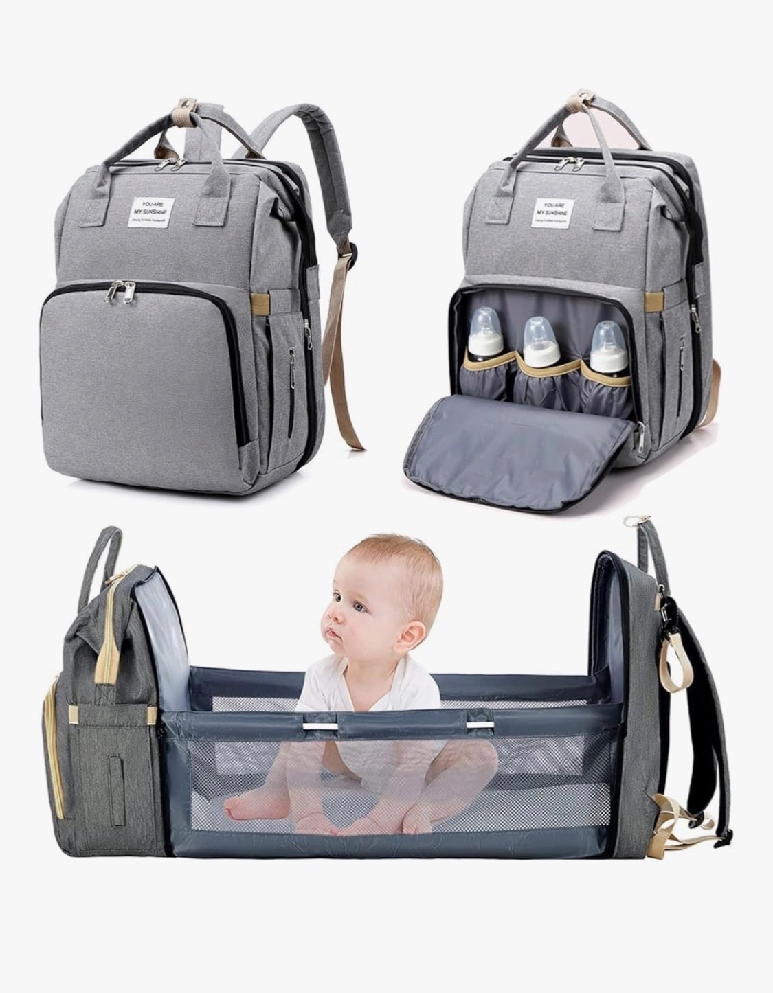 Sac à dos à langer B BIBYKIVN grand format 25L imperméable pour les sorties de bébé