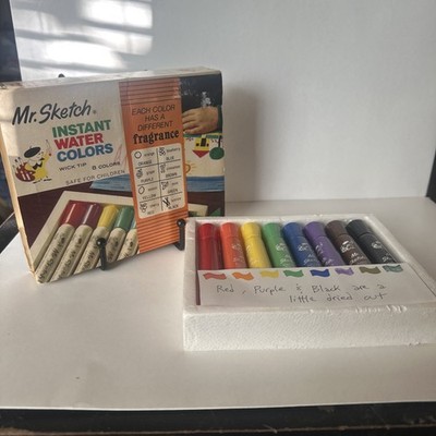 VTG 1970s Sanford Mr. Sketch Instant Water Colors 8 Scented Markers Boxed Set