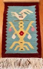 Vtg PICTORIAL Native American Mini RUG WEAVING Wall Hanging Bird + Figure 7"x11" — photo 1