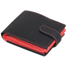 Rallegra men's large multifold black & red leather wallet RFID New with tags