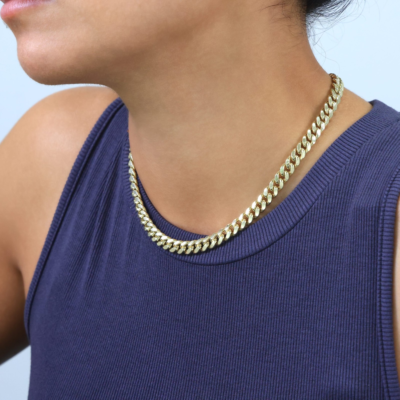 10K Yellow Gold 7.5mm Miami Cuban Link Italian Chain Necklace Mens Women 18"