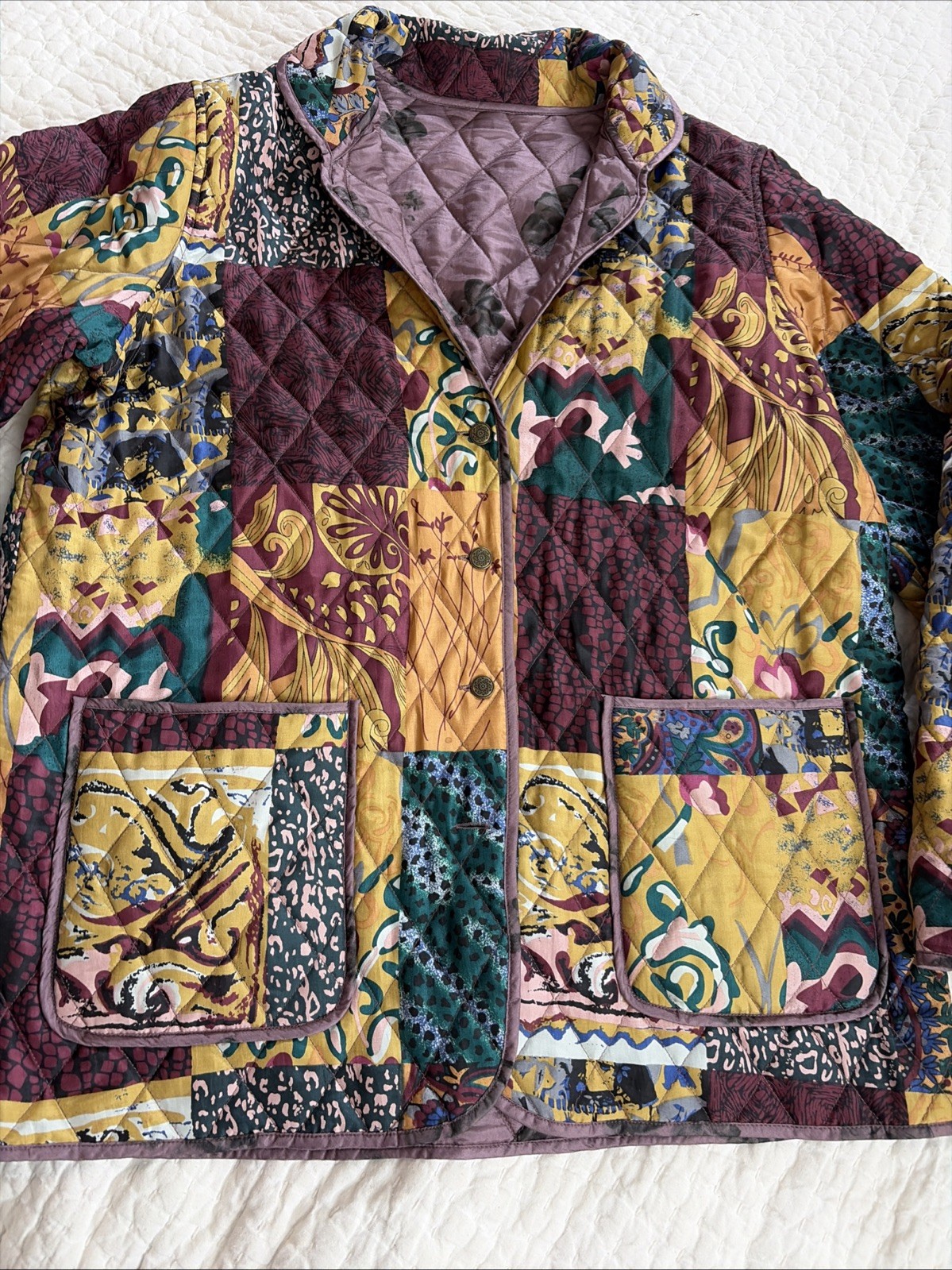 Reversible Silk Quilted Patchwork Jacket Women's … - image 3