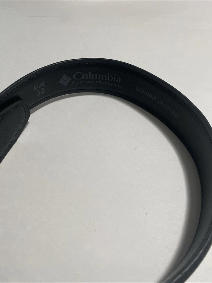 Cinturón Columbia Negro Genuino Grano Completo Cuero Hombre Talla 32 Hebilla Plateada Foto 4 de 4