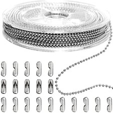Jishi Steel Ball Chain Bead Dog Tag Chain Beaded Ball Chain 33ft 1.5mm Silver