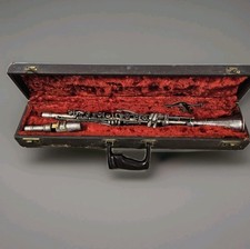 Vtg 1940's Holton Collegiate Clarinet Silverplated W/ Mouthpiece  Case