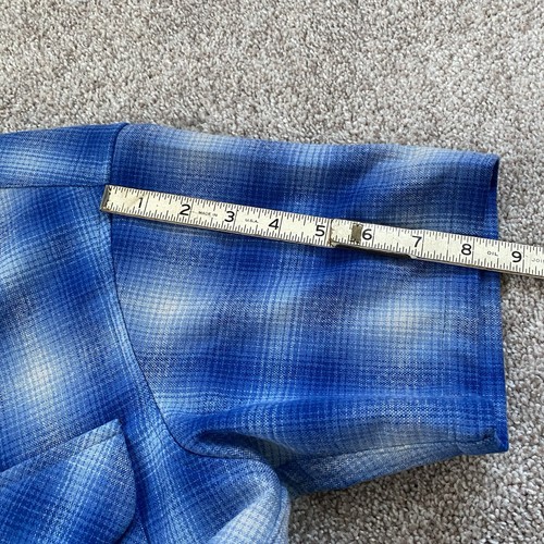 Camisa Pendleton Tablero de Lana Manga Corta S S Sombra Azul 1964 Archivo Años 60 - Imagen 9 de 10