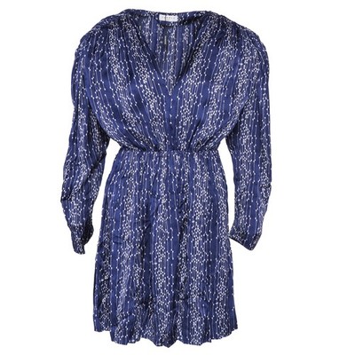 sandro dress blue Women's V-Neck Floral Satin FR 34 / US 2 XS SFPRO01435 SIZE - True to U.S. Size (Regular Width):9.5