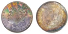 1885-O NGC MS64 MORGAN $ MONSTER COLORFUL DARK TONED RAINBOW (VIDEO) **