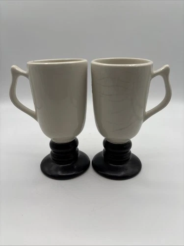 Discounted Vintage Set Of 2 Hall #1273 Irish Coffee Footed Mugs With Crazing