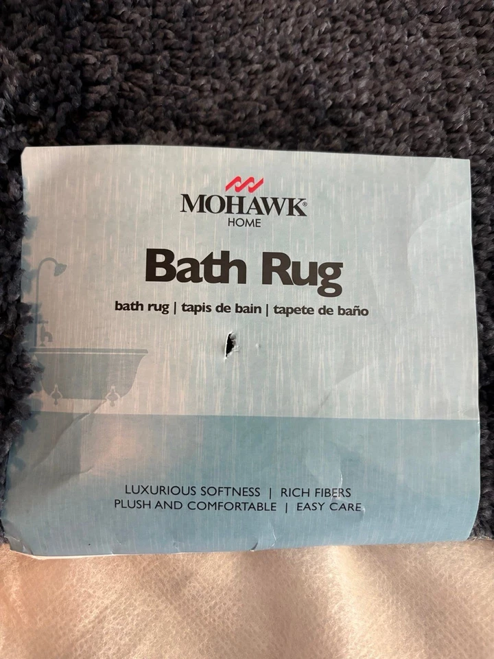 Alfombra de baño Mohawk Home 19”x34” azul marino oscuro (gris oscuro) 100 % poliéster NUEVA (B4) Foto 3 de 4
