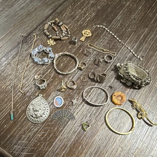 MCA Vintage Antique Sterling Silver Jewelry Lot 20+ Pieces Glass Crystal Mixed