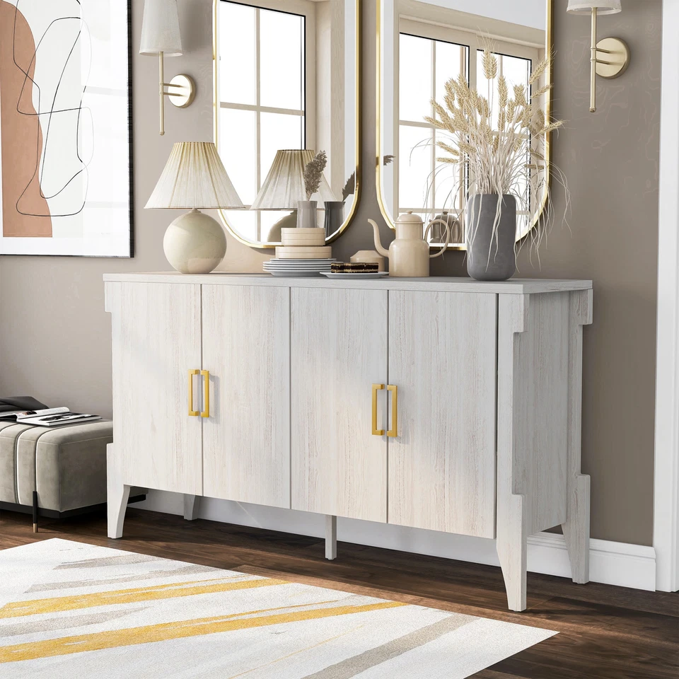 DH BASIC Transitional White Oak 60" 6-shelf Buffet by - Image 2 of 4