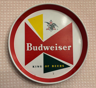 Vtg BUDWEISER Bud KING OF BEERS Bowtie Beer 12'' Circular Serving Tray