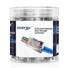 RJ45 Cat6 Pass Through Connectors 100-Pack Shielded Plugs for FTP/STP Cable