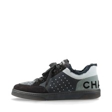 Chanel Coco Mark 21A Suede x fabric Sneakers EU38 Ladies' Black x Gray G38038 Bo