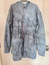 MANIERE DE VOIR VINTAGE VEGAN LEATHER JACKET DRESS - WASHED BLUE SIZE UK 10