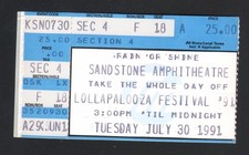 LOLLAPALOOZA CONCERT TICKET STUB JULY 30 1991 SANDSTONE AMPHITHEATRE KS NIN JANE