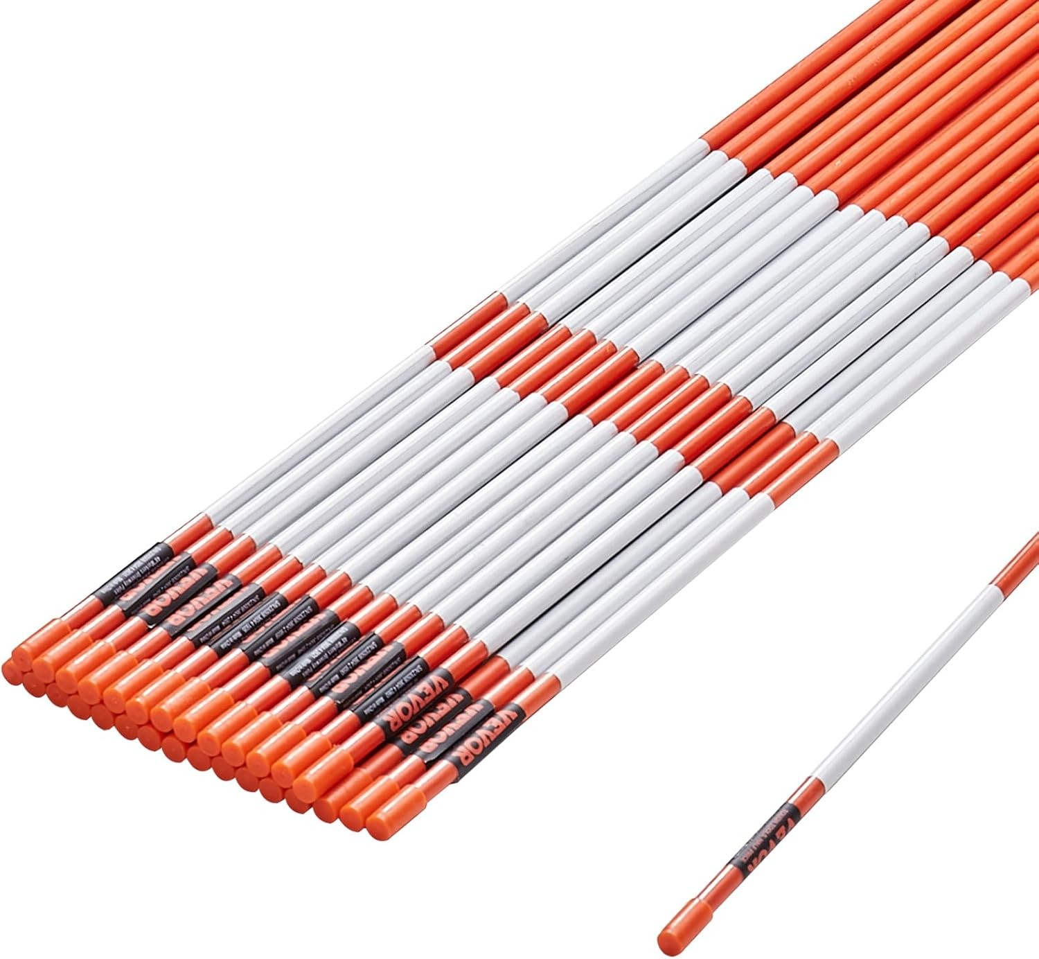 Driveway Markers, 100 PCS 48 Inch, 0.31 Inch Diameter, Orange Fiberglass Poles S