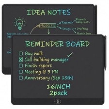 16 Inch LCD Writing Tablet 2 Pack, Large Electronic Notepad Reusable Digital ...