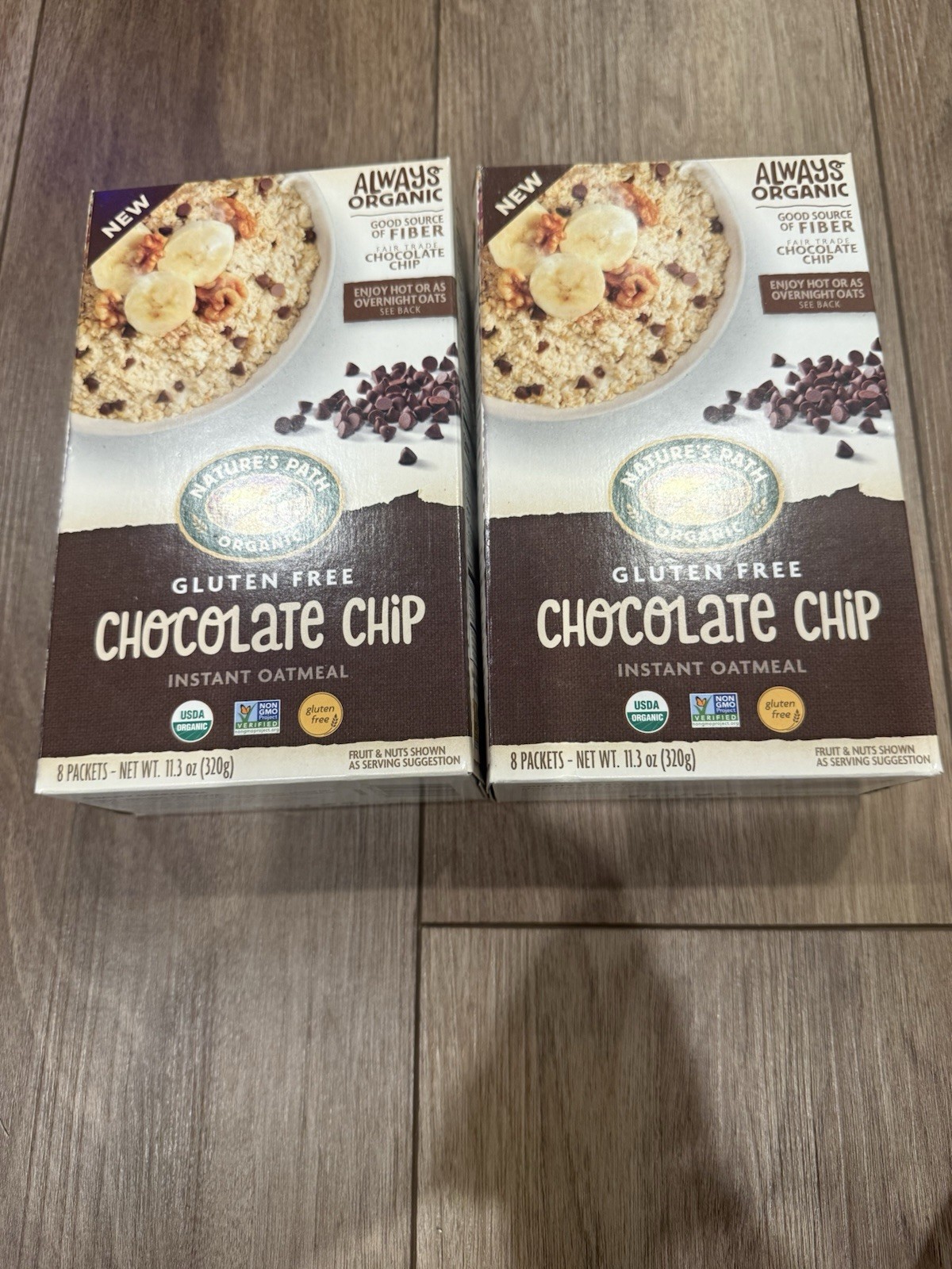 2 Boxes Of Nature&rsquo;s Path Gluten Free Chocolate Chip Instant Oatmeal 16 Packs