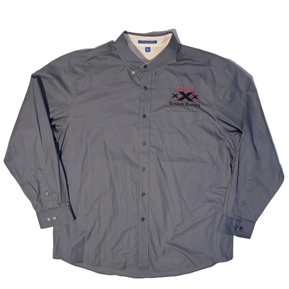 Triple X Corvette Club Gray Stitched Logo Shirt - 2XL Long Sleeve Button Up - Image 2 of 4