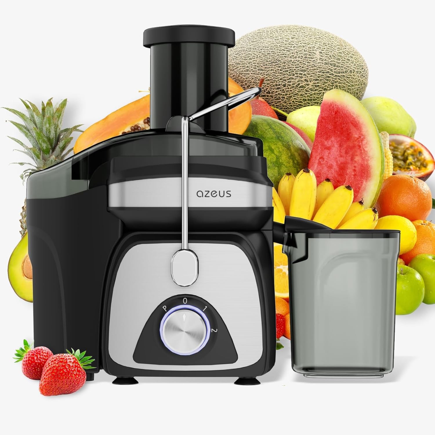 AZEUS Centrifugal Juicer Machines, Juice Extractor with Germany-Made Black