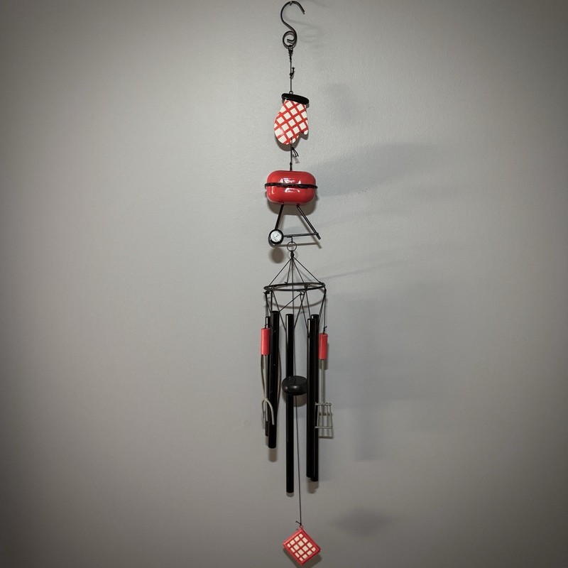 Barbecue Grilling Cookout Themed Wind Chime Red and Black 32 Inch