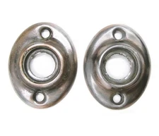 2 Antique Vintage Reclaimed Oval Escutcheon Rosette Door Plate Backplate