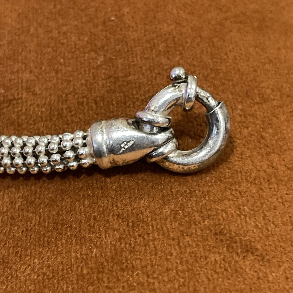 Silpada B1473 Sterling Silver Wide Mesh Bead Bracelet Sailor Clasp Italy Signed - Image 3 of 4