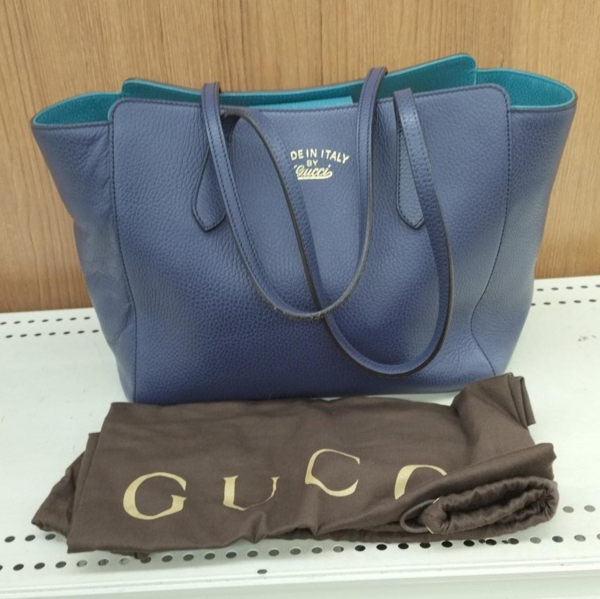 GUCCI Swing Tote Bag Blue 14.9 inch | eBay